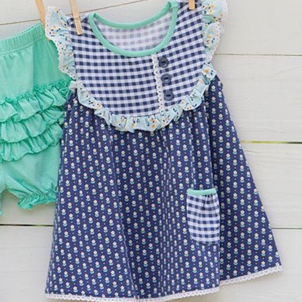 Serendipity by Shrimp N Grits Kids Blue Floral Tunic